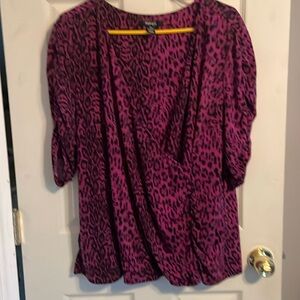 Animal print cross front blouse